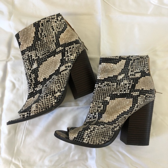 Shoes - Python Peep Toe Bootie